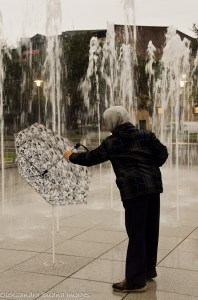 playing in the fountain