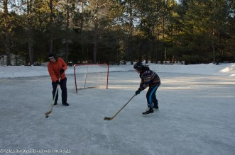 playing hockey