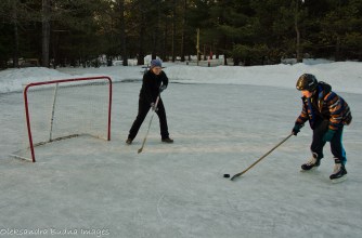 playing hockey