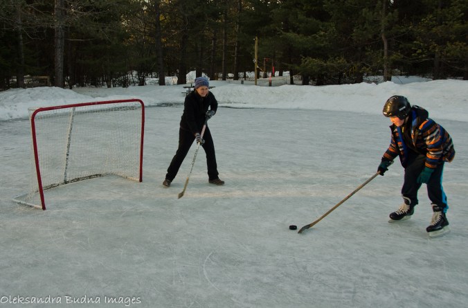 playing hockey