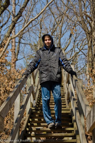 on the stair, cedar trail at Pinery