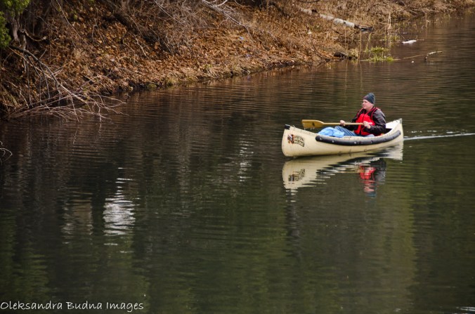 canoeist on Old Ausable Channel at Pinery