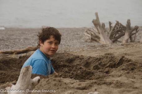 playing on the beach at Wheatley Provincial park