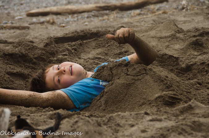 playing on the beach at Wheatley Provincial park
