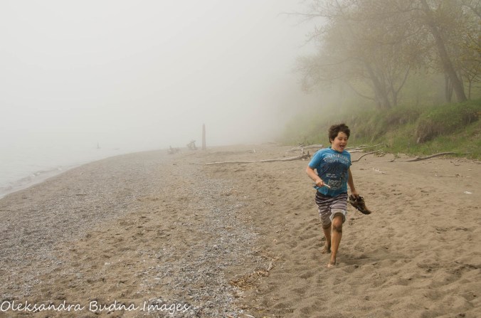 running on the beach at Wheatley Provincial park