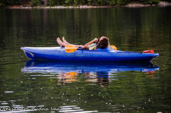 watching the sky in a kayak