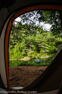 view from the tent on O.S.A. Lake at Killarney