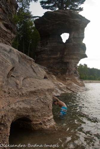 exploring Chapel Rock at Pictured Rocks National Lakeshore