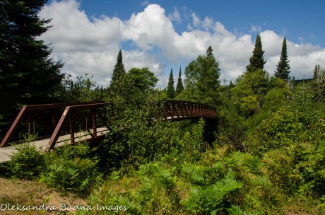 bridge over Oxtongue River at the Western Uplands Trailhead