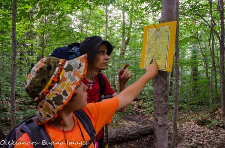 checking the map on Western Uplands Backpacking trail