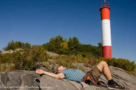 relaxing near the lighthouse at Killbear Provincial Park