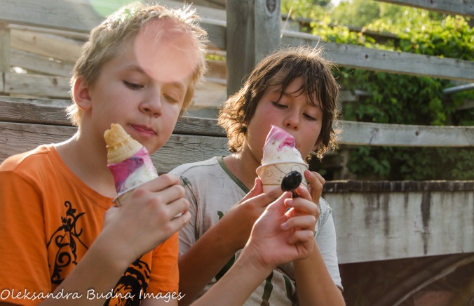 eating ice-cream at Pinery Provincial Park