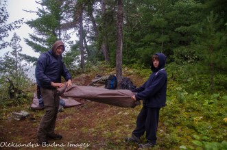 packing up the tent