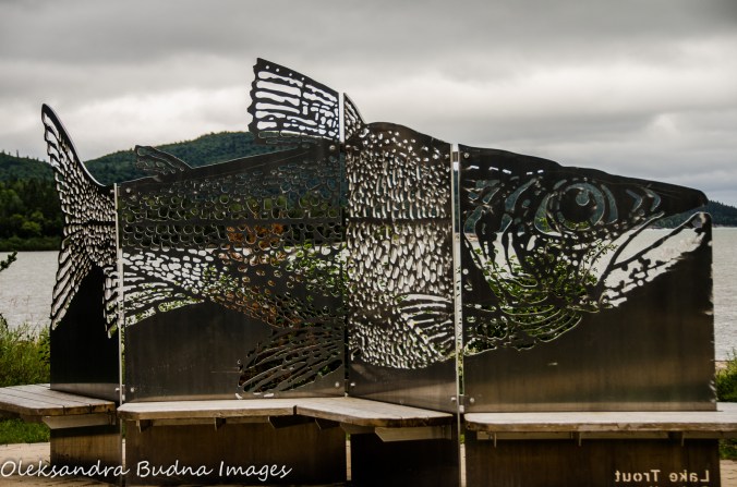 fish sculpture in Neys Provincial Park