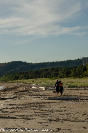 walking along the beach in Neys Provincial Park