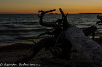 sunset on the beach in Neys Provincial Park