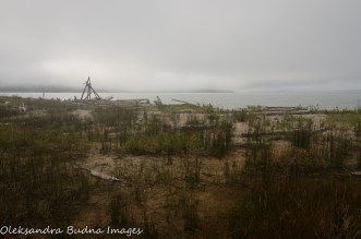 foggy morning o the beach in Neys Provincial Park