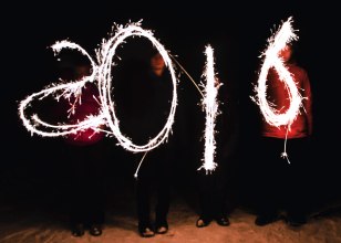 2016 written in sparklers