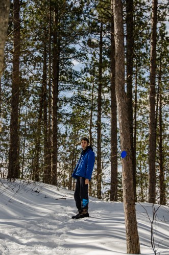 hiking Lookout trail in Algonquin in the winter