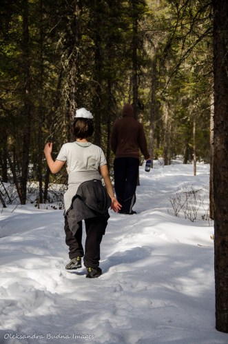 hiking Spruce Boardwalk in Algonquin in the winter