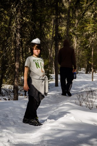 hiking Spruce Boardwalk in Algonquin in the winter