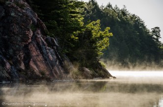 misty morning on Carlyle Lake in Killarney
