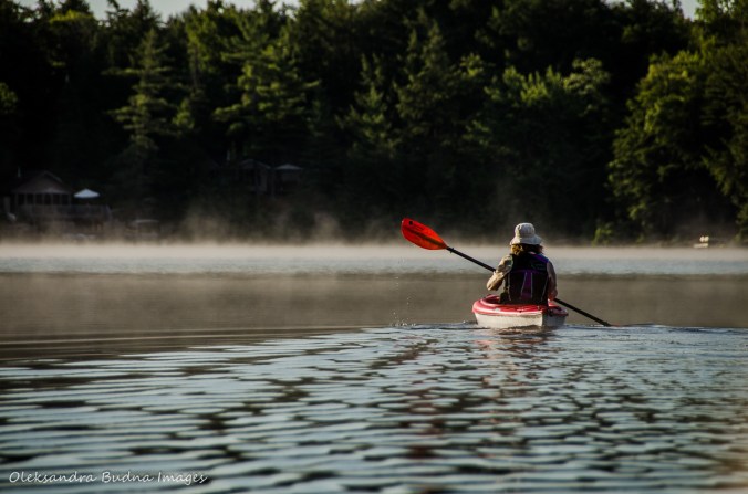 kayaker on Carlyle Lake in Killarney