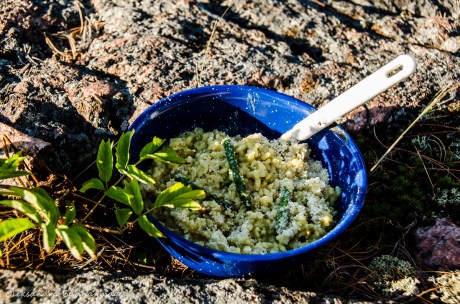 camping meal: asparagus risotto