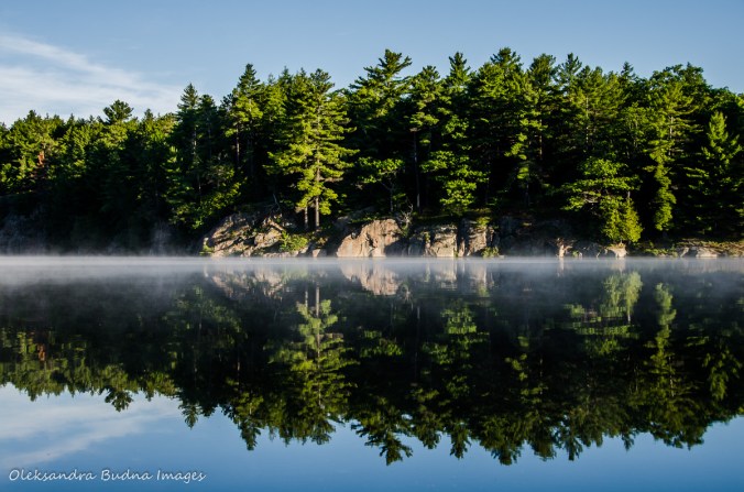 misty morning on Terry Lake in Killarney
