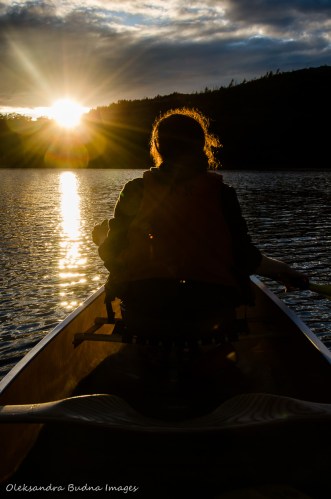 paddling on Boundary Lake in Killarney