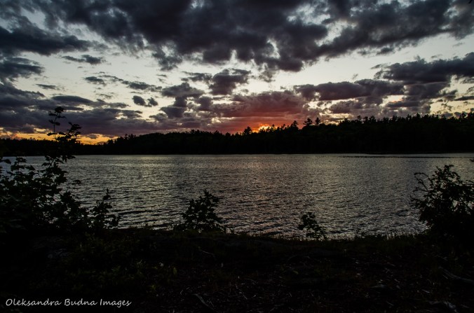 sunset view from site 115 on Balsam Lake in Killarney