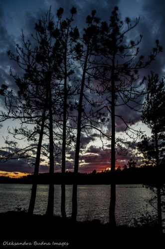 sunset view from site 115 on Balsam Lake in Killarney