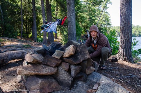 building a firplace on site 115 on Balsam Lake in Killarney