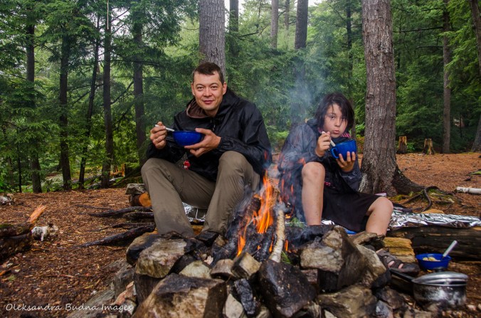 eating around the campfire