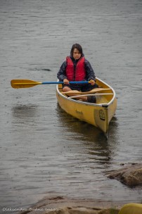 canoeing on Boundary lake in killarney on a rainy day