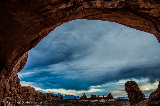 view from the Double Arch at Arches National Park