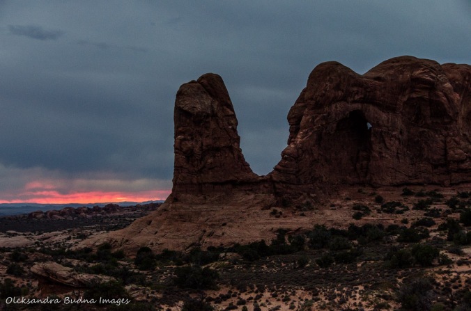 sunset at Arches National Park 
