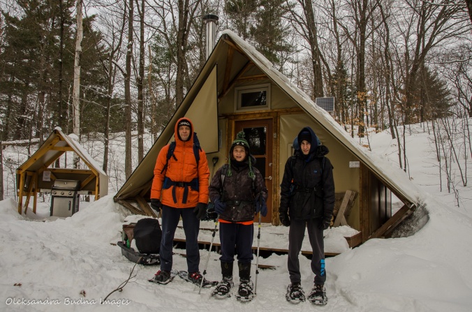 in front of a four-season tent in Gatineau park