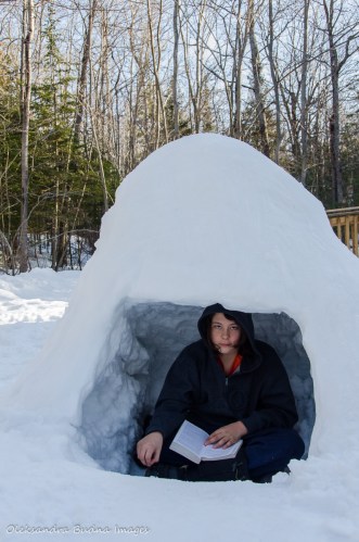reading in an igloo