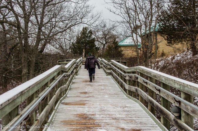 walking towards visitor centre at Pinery
