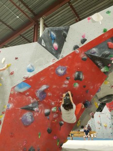 bouldering at Boulderz centre in Etobicoke