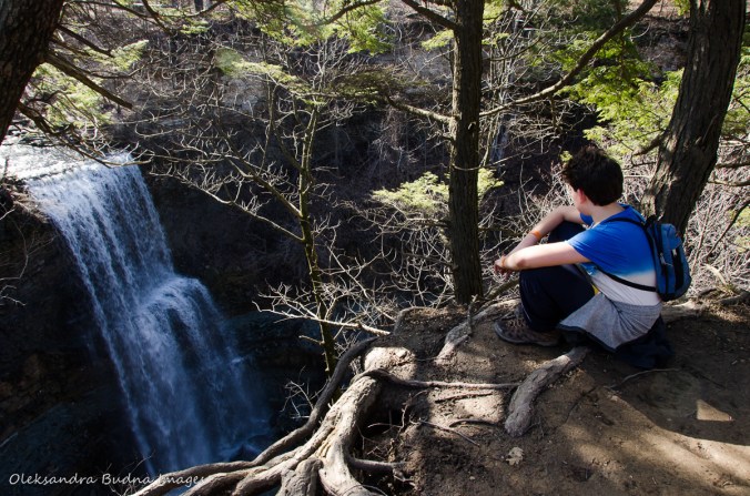 sitting near Felker's Falls