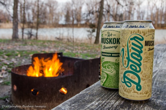 Muskoka Brewery beer and campfire