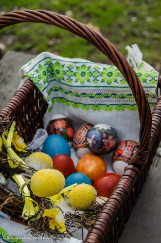 Easter eggs in a basket