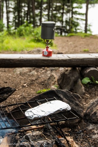 cooking dinner on Faya Lake campsite in Algonquin