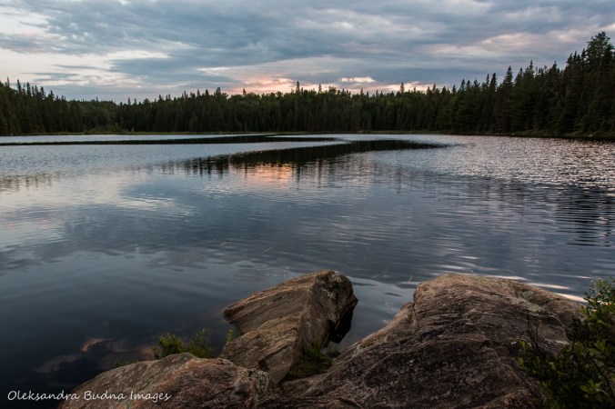 sunset over Faya Lake in Algonquin