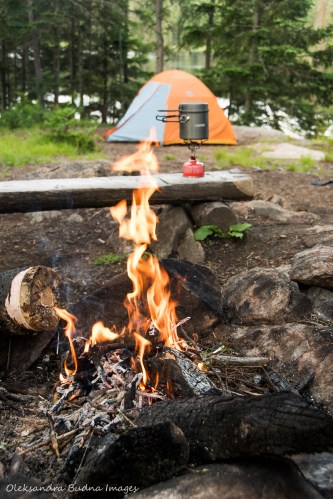 backcountry campsite on Faya Lake in Algonquin
