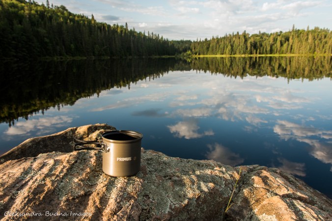 coffee by Faya Lake in Algonquin