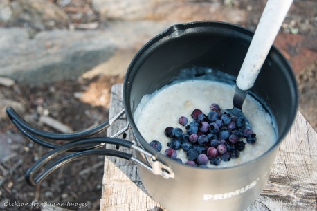 backcountry oatmeal with blueberries