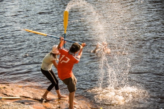 splashing with a paddle